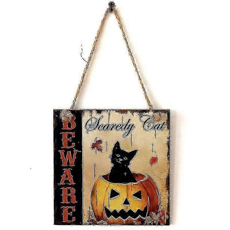 Halloween Theme Party Decoration Wooden Rectangular Hanging Sign (style G) Bd