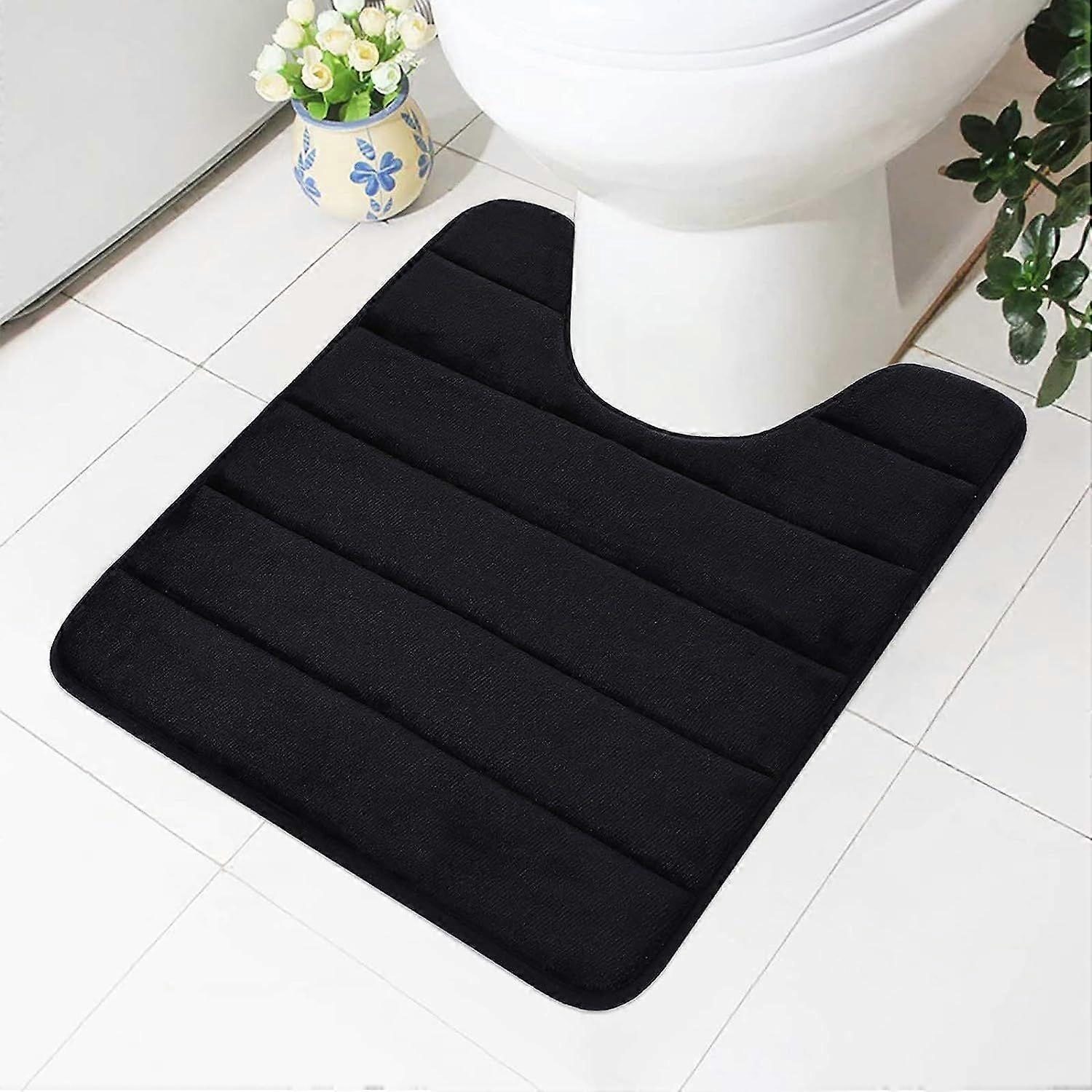 Memory Foam Rutschfester Ständer Badematten Weicher wasserabsorbierender Toilettenteppich Waschbare Badezimmerteppiche (Schwarz 50X60cm)
