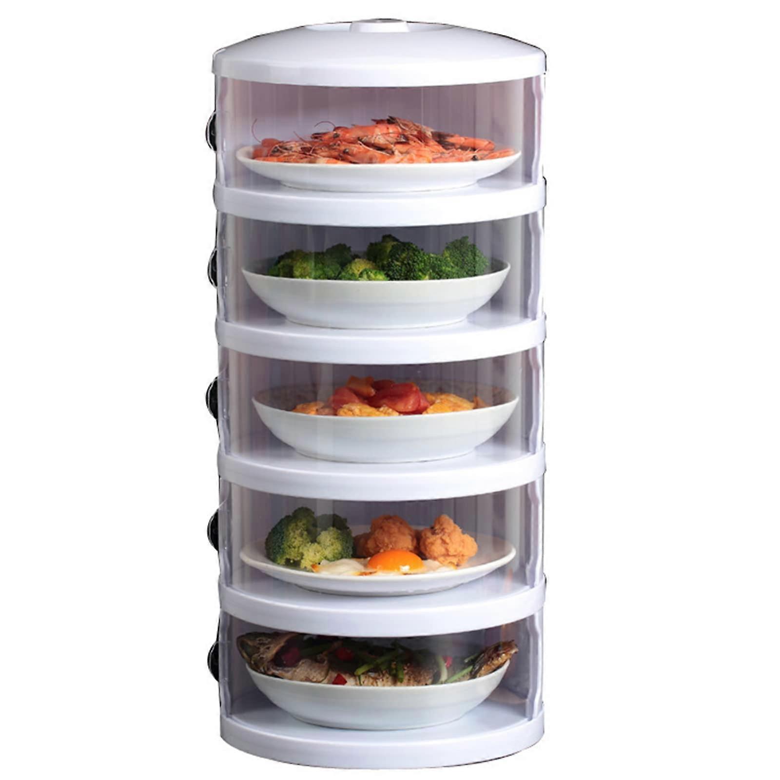 Food Isolation Covers 3/4/5 Layer Transparent Stackable Dustproof Leftovers Food Storage Containers Kitchen Organization Five Floors