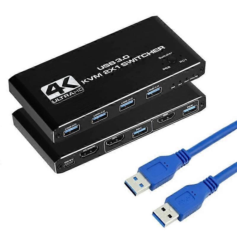 K2 Dual Computer Control 4K 60Hz USB 3.0 KVM Switch 2 In 1 Out Adapter