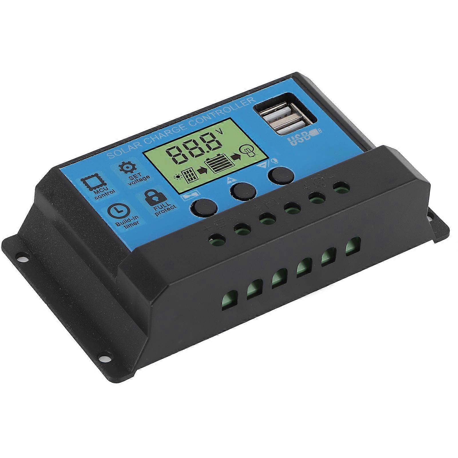 12V 24V Solar Charge Discharge Controller PWM LCD Display Dual USB Output Regulator for Home Industrial Car20A