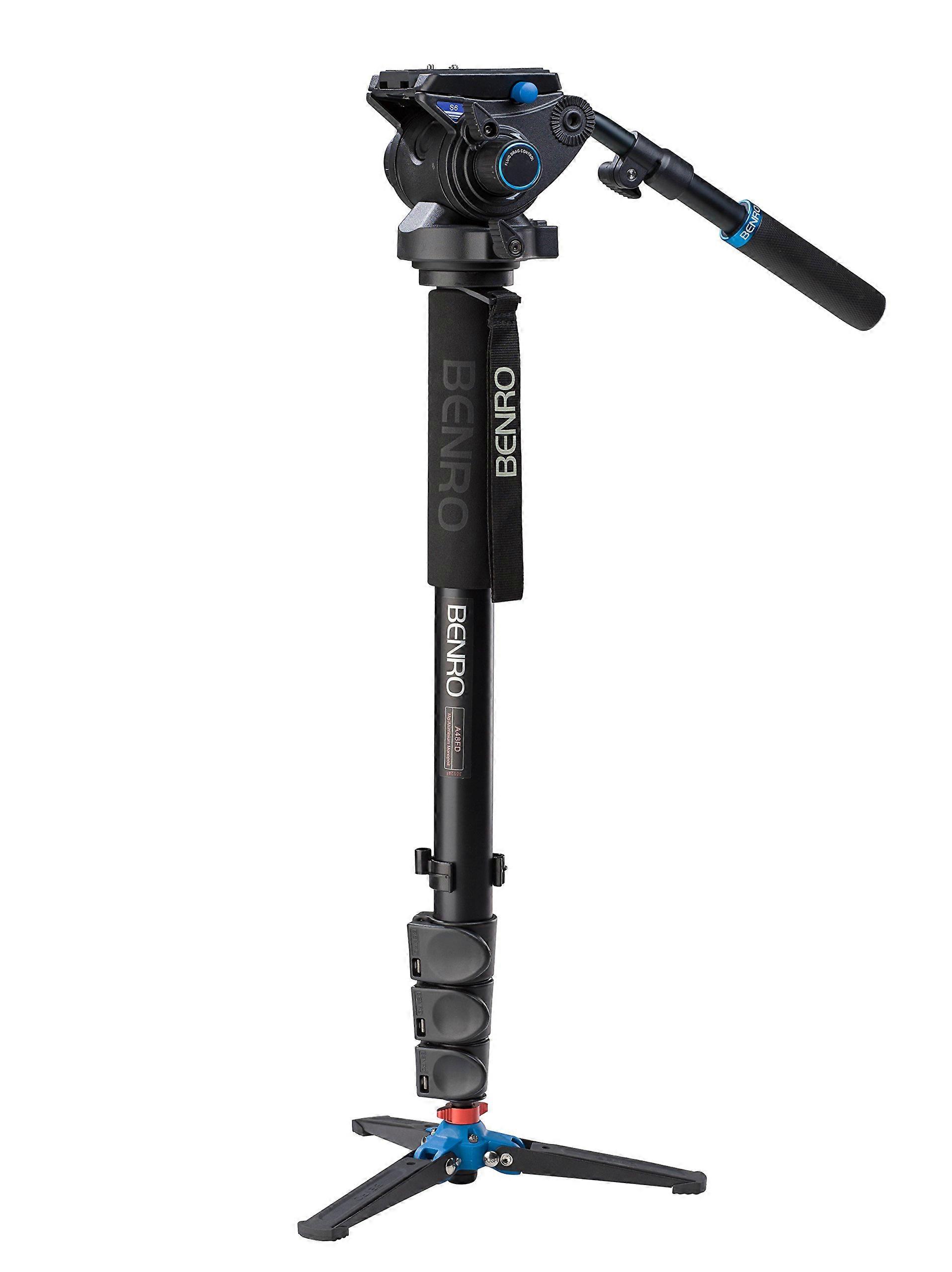 Aluminum Series 4 Monopod w/ 3-Leg Locking Base and S6 Video Head (A48TDS6), Black