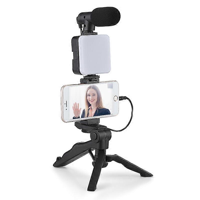 HuaerHui Vlogging Starter Kit with Mini LED Video Light + Shotgun Microphone + Holder Clip
