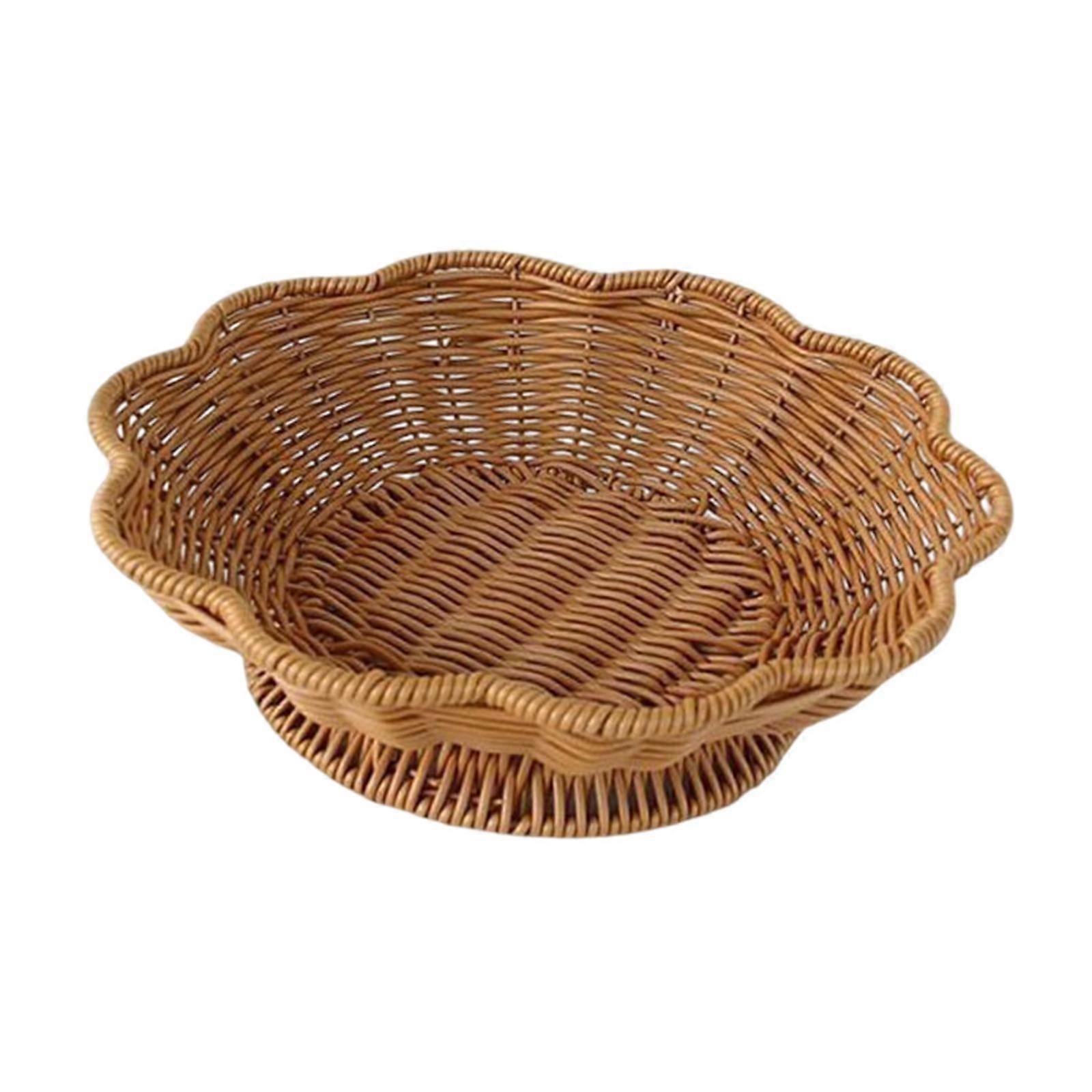Rattan Bread Basket Rustic Woven Fruit Basket for Study Room Kitchen Office
