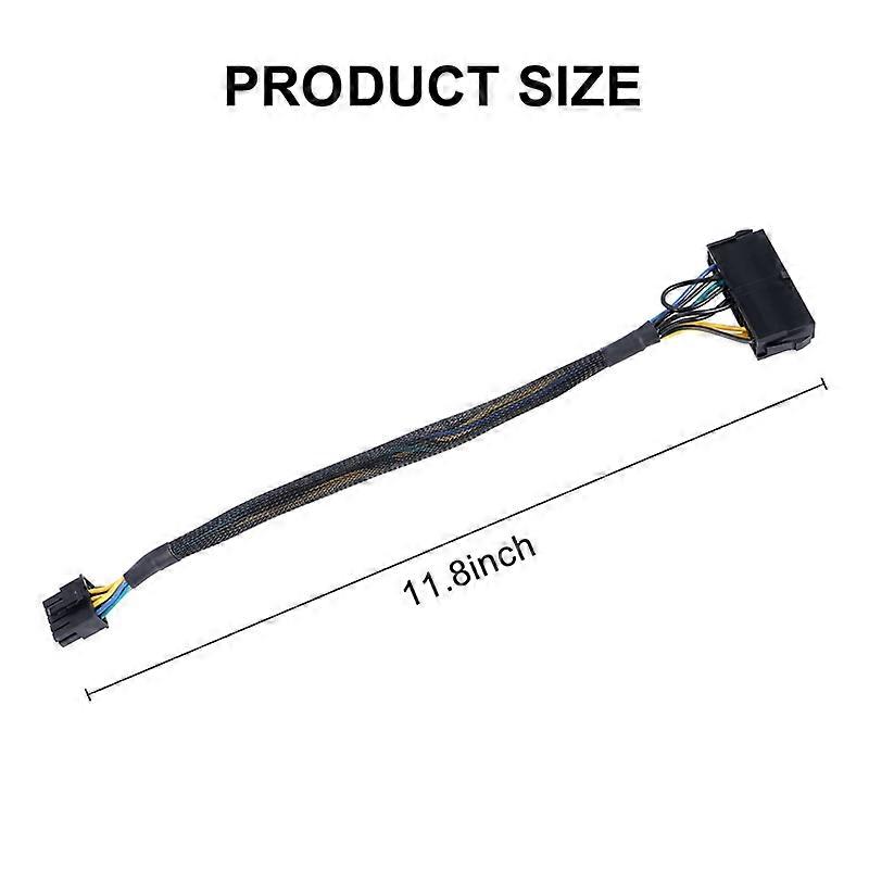 24 Pin to 10 Pin ATX PSU Main Power Adapter Braided Sleeved Cable for for PC and Servers 12-Inch(30c