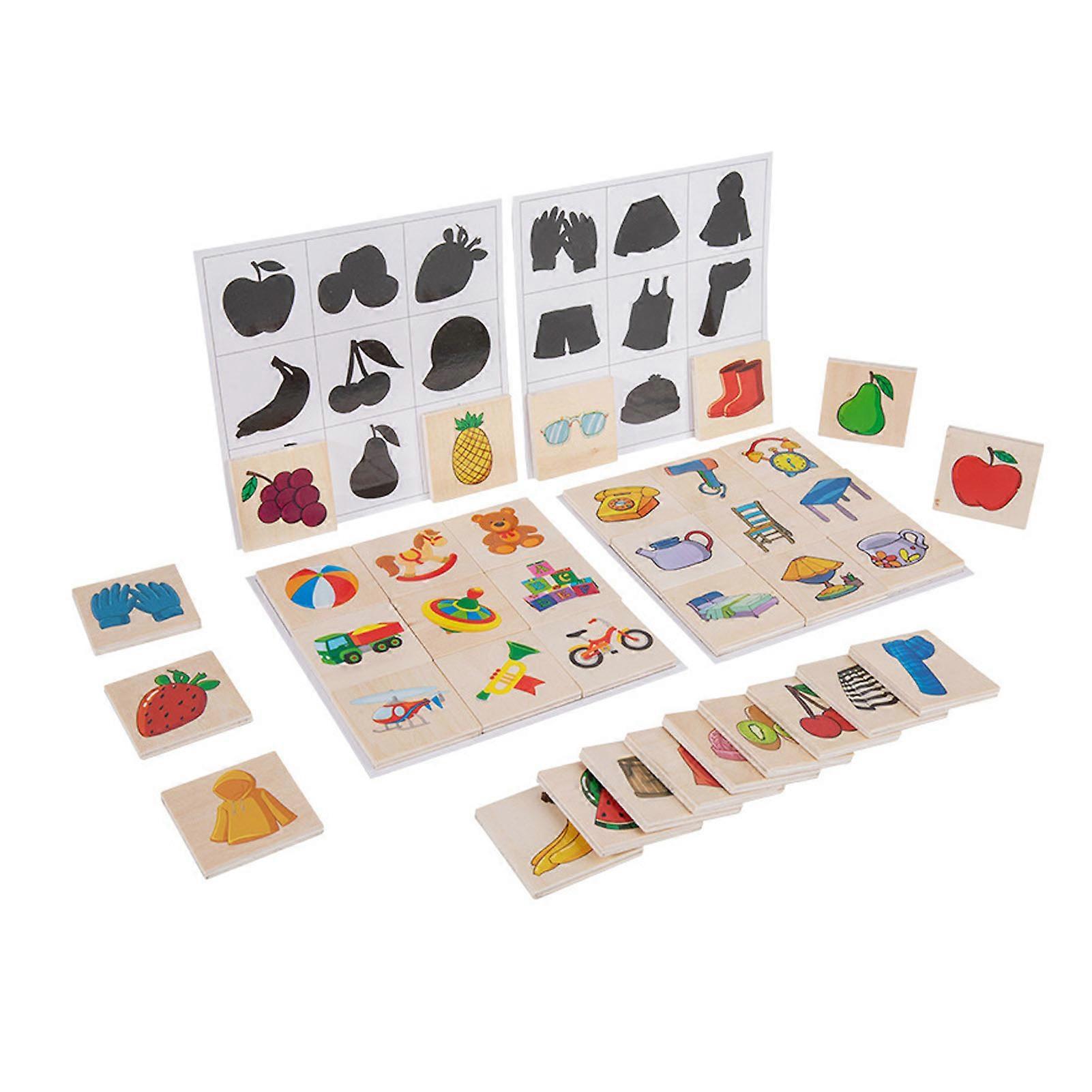 Wooden Matching Game Learning Fruit Recognition Sorter Develop Fine Motor Puzzle Shadow Matched Board