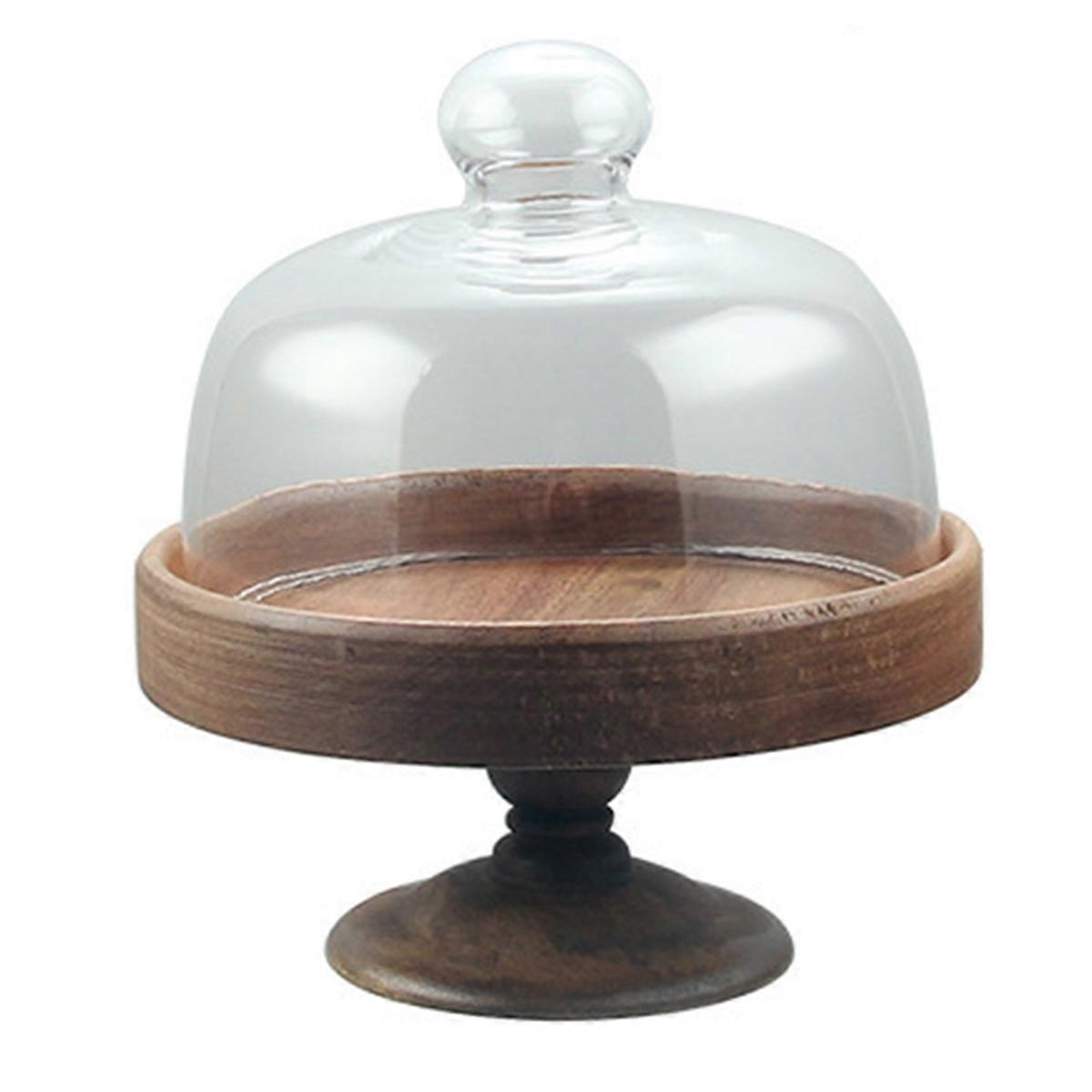Élégant support à gâteau haut pied avec couvercle en verre-plat à dim sum, L