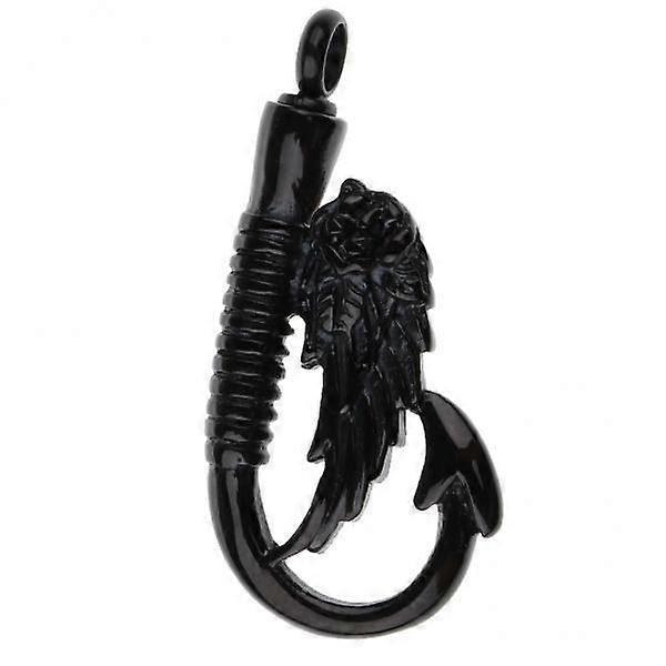 2-6pack Stainless Steel Fish Hook Angel Wing Pendant Cremation Ashes Keepsake