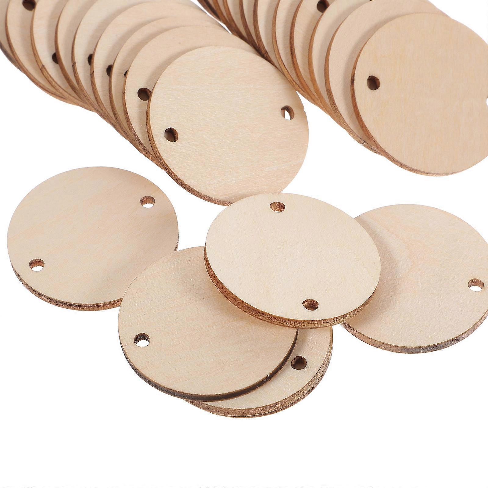 Round Wood Pieces for DIY Crafts with Hole Multi Smooth Finish 60pcs 3.8cm