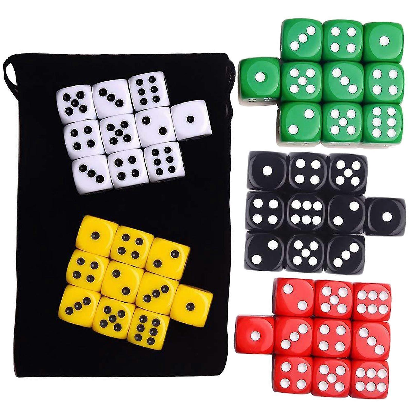 50Pcs 16mm 0.63In Digital Dices Kit 6 Sided Acrylic Dice Children Puzzle Board Game Dices Toy Round Corner KTV Bar Dices Multicolor