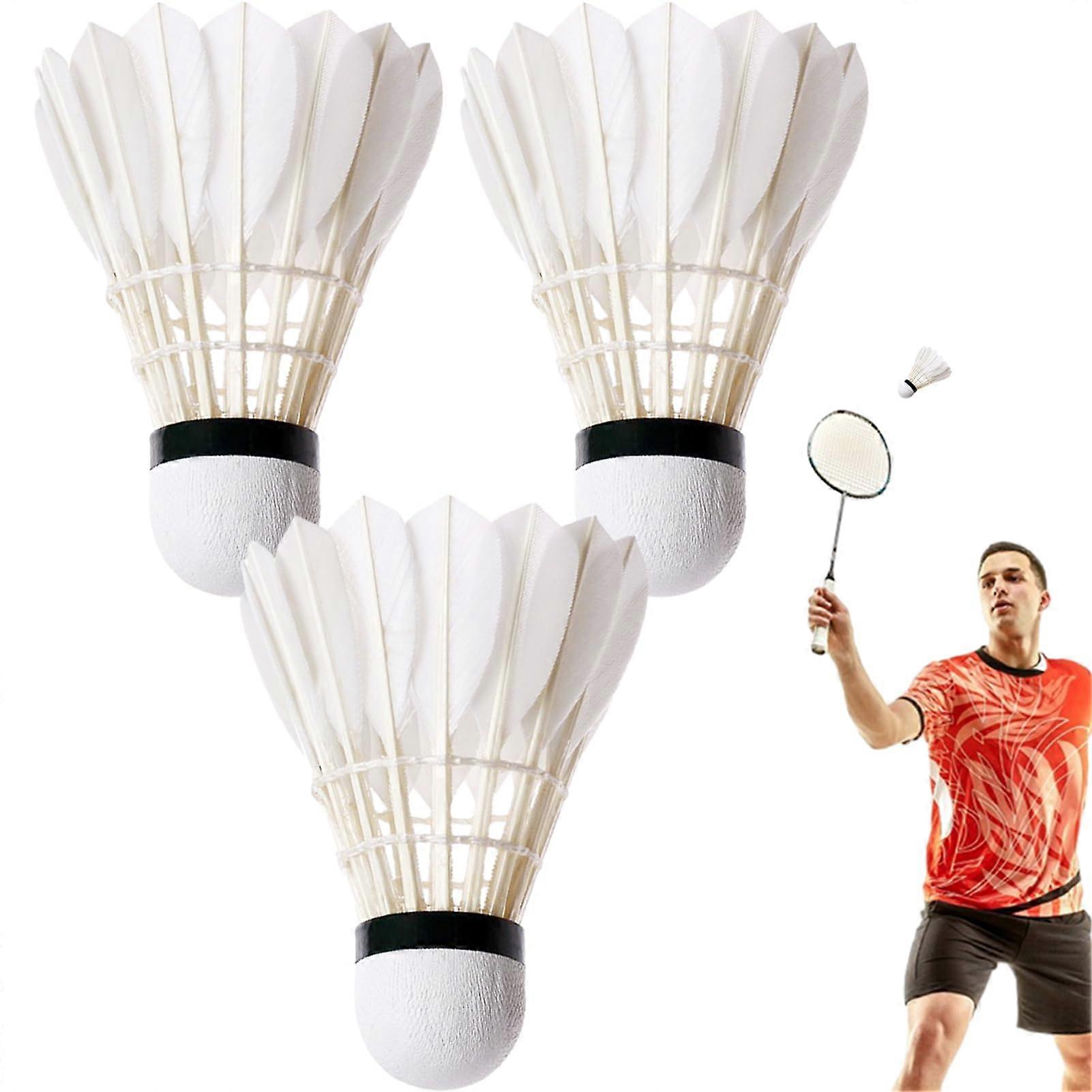 Badminton Balls, Shuttlecocks Feather, Pack of 3, Duck Feather, Stable Training Equipment
