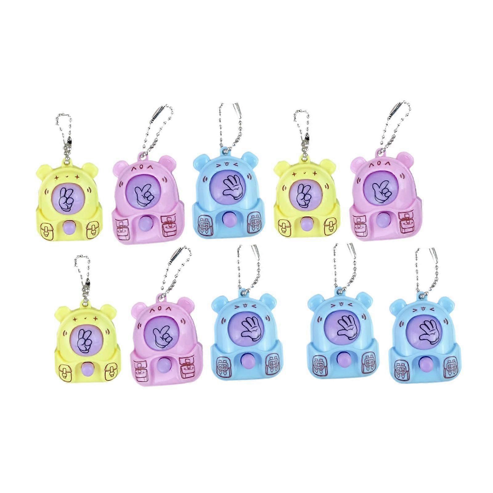 10 x Cartoon Scissors Stone Paper Guessing Game Toy Keyrings for Boys and Girls Mini Accessories Props