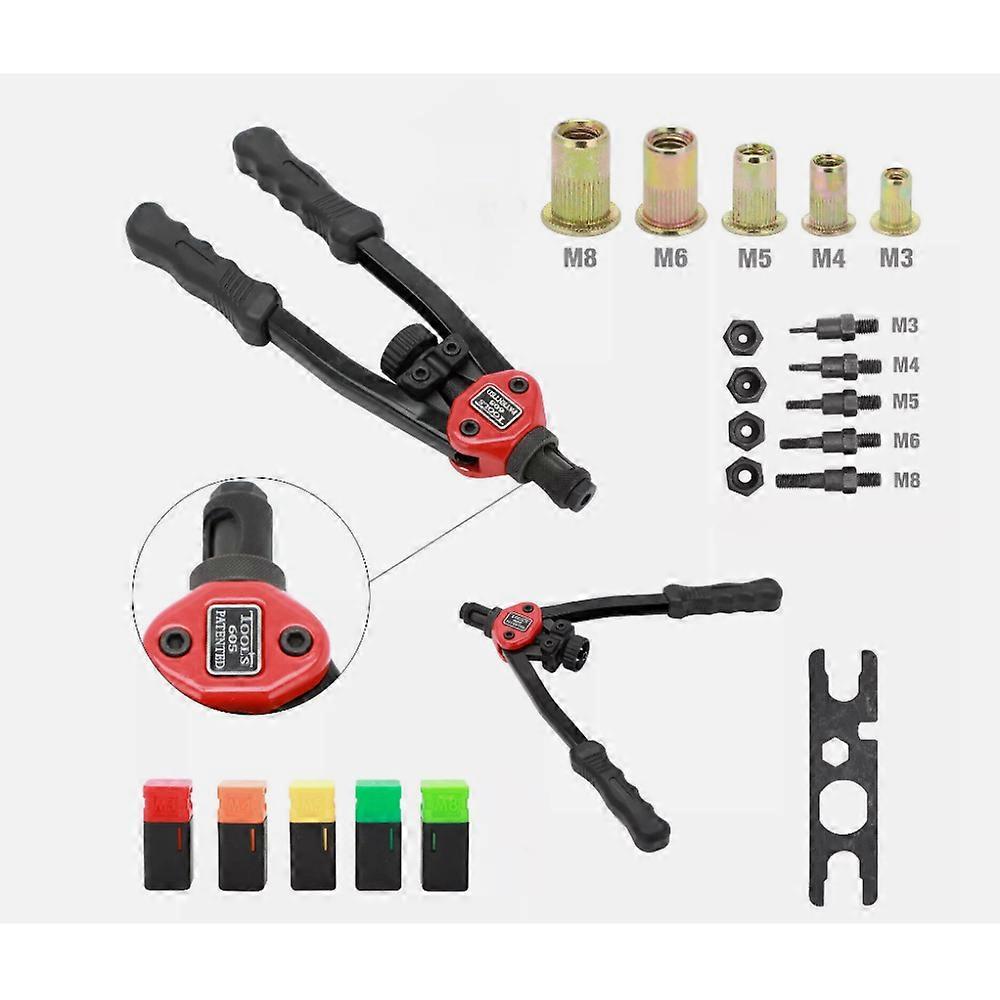 Rivet gun kit, rivet nut thread adjustment tool, nut adjuster, nut adjuster, metric SAE rivet gun kit