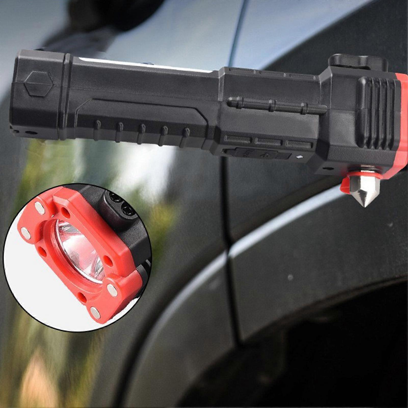 Car Flashlight USB Power Flashlight Emergency Escape Tool with Window Breaker