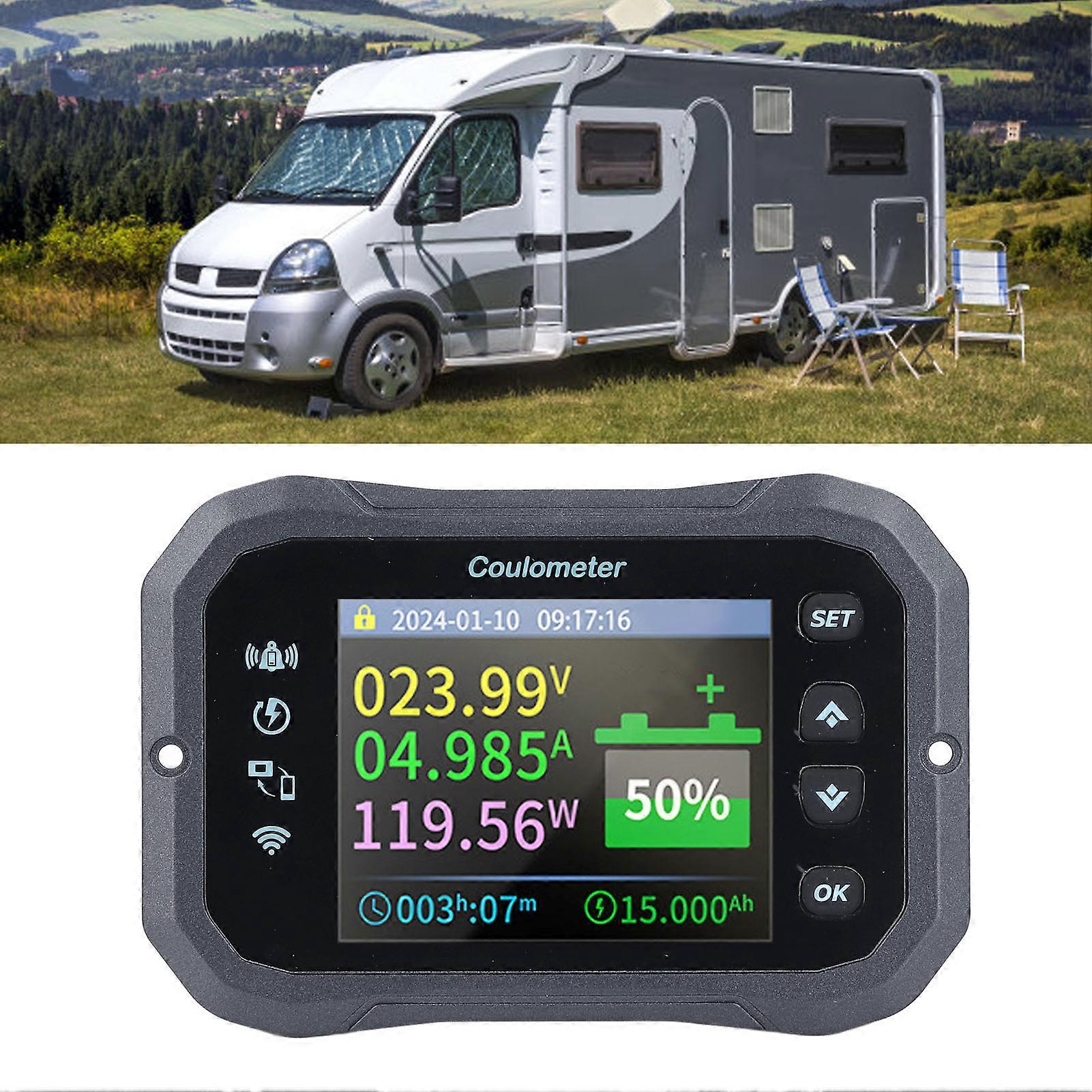 WiFi Battery Monitor 10-100V 0-50A Bidirectional Detection Bluetooth Remote Monitoring Battery Monitor with Shunt 