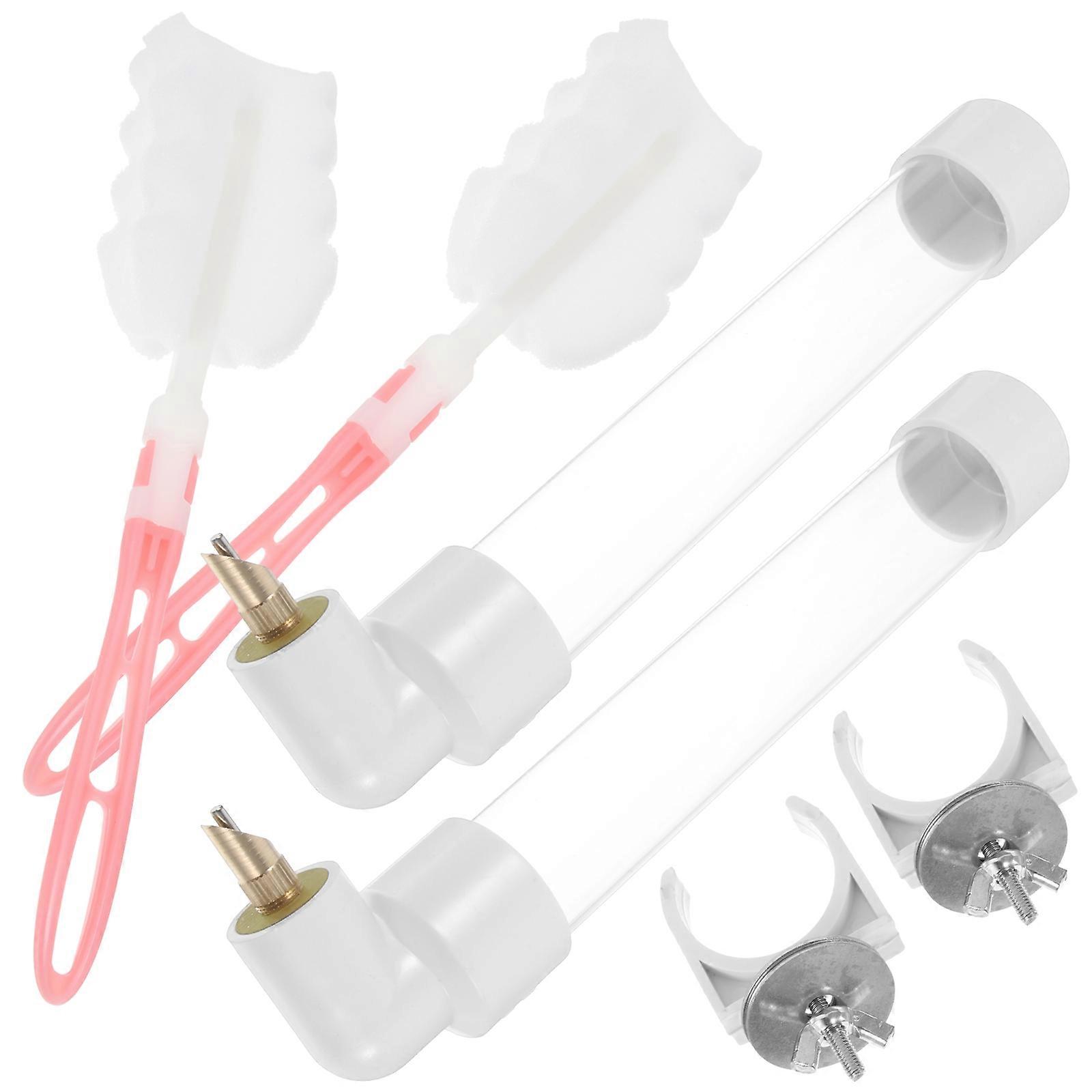 Bird Water Feeder 2 Sets Automatic Water Dispenser for Parrot Cage Durable Design with Cleaning Brush and Smooth Edges for Safe Drinking