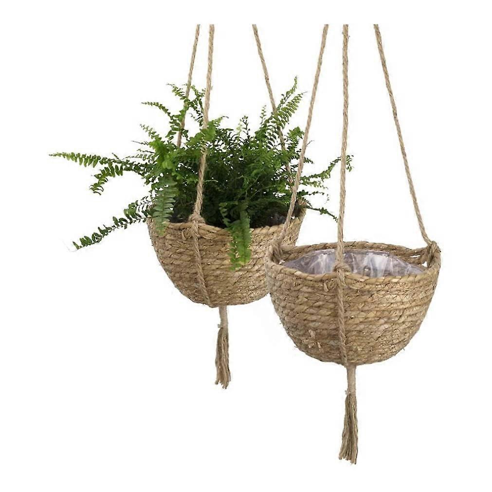Seagrass Hanging Planter Basket Woven Plant Holder Flower Plug Storage for Indoor Outdoor Use
