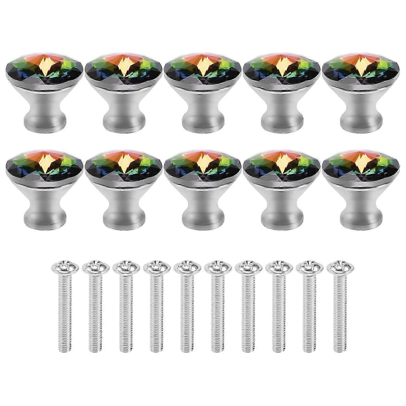 10PCS 30MM Colorful Crystal Knobs Glass Cabinet Knobs Drawer Pulls Handle for Home Cabinet Drawer an