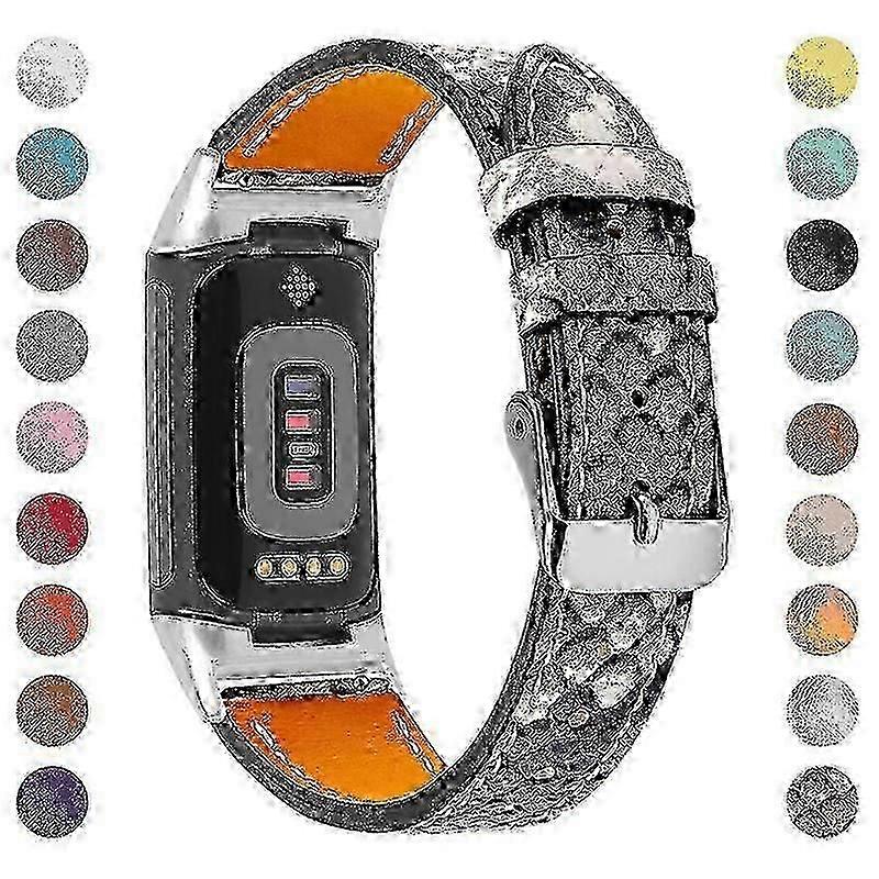Premium Adjustable Genuine Leather Strap with Comfortable Design,Compatible with Fitbit Charge 6/5/4 Smartwatch for Perfect Fit