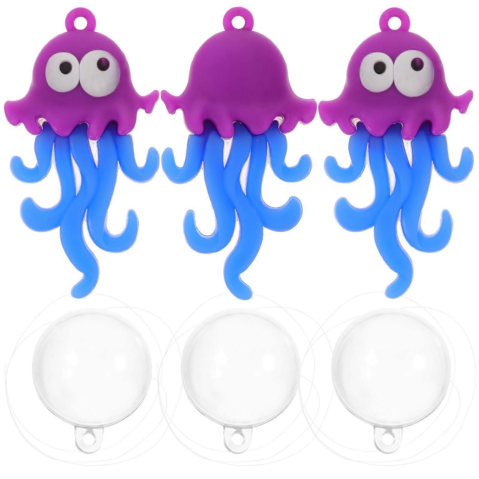Marine Animal Aquarium Decoration Floating Octopus Decor Multi-Colored 3Pcs
