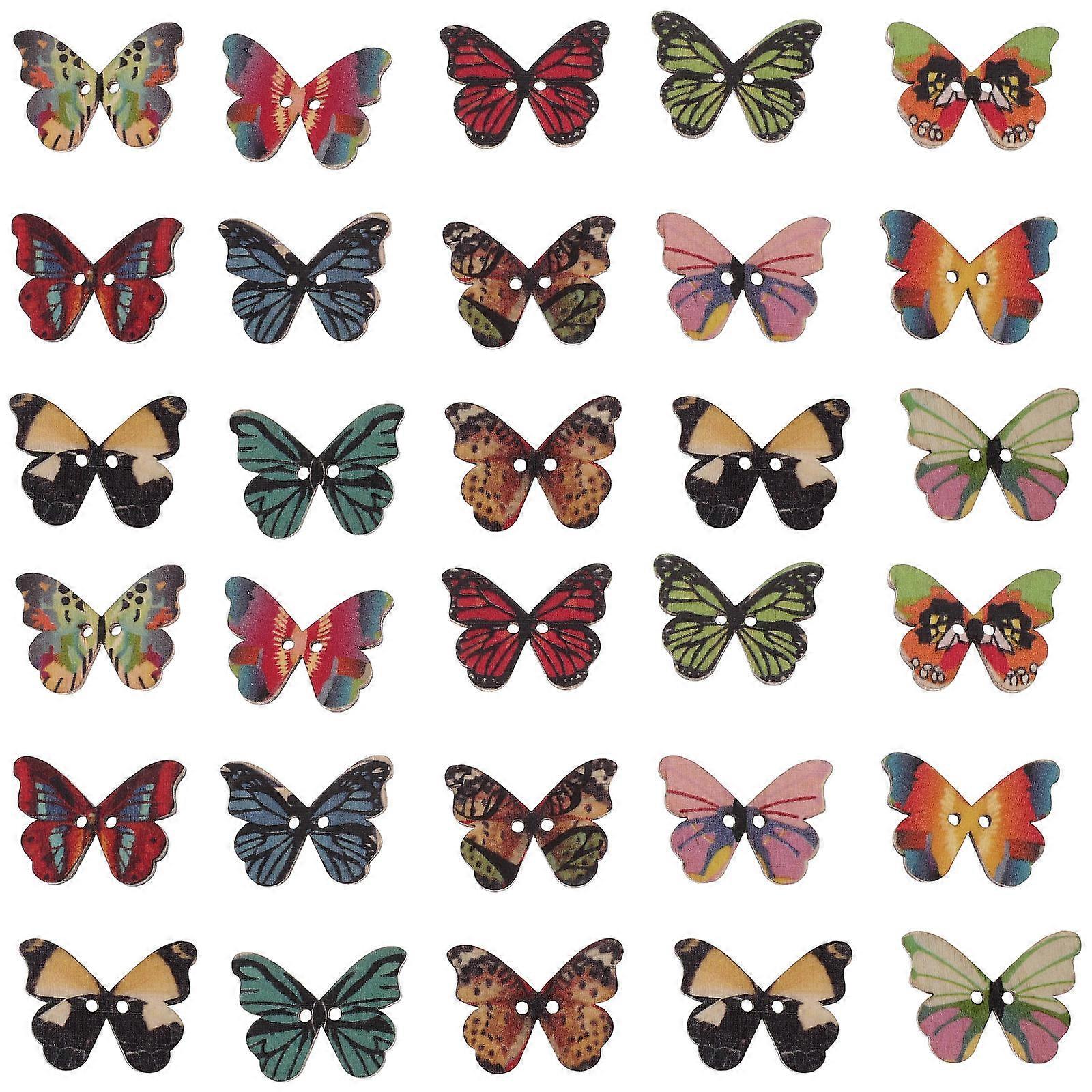 Mixed Wooden Button For Sewing And Scrapbooking 100Pcs Assorted Color Two-Hole For Artists And Crafters