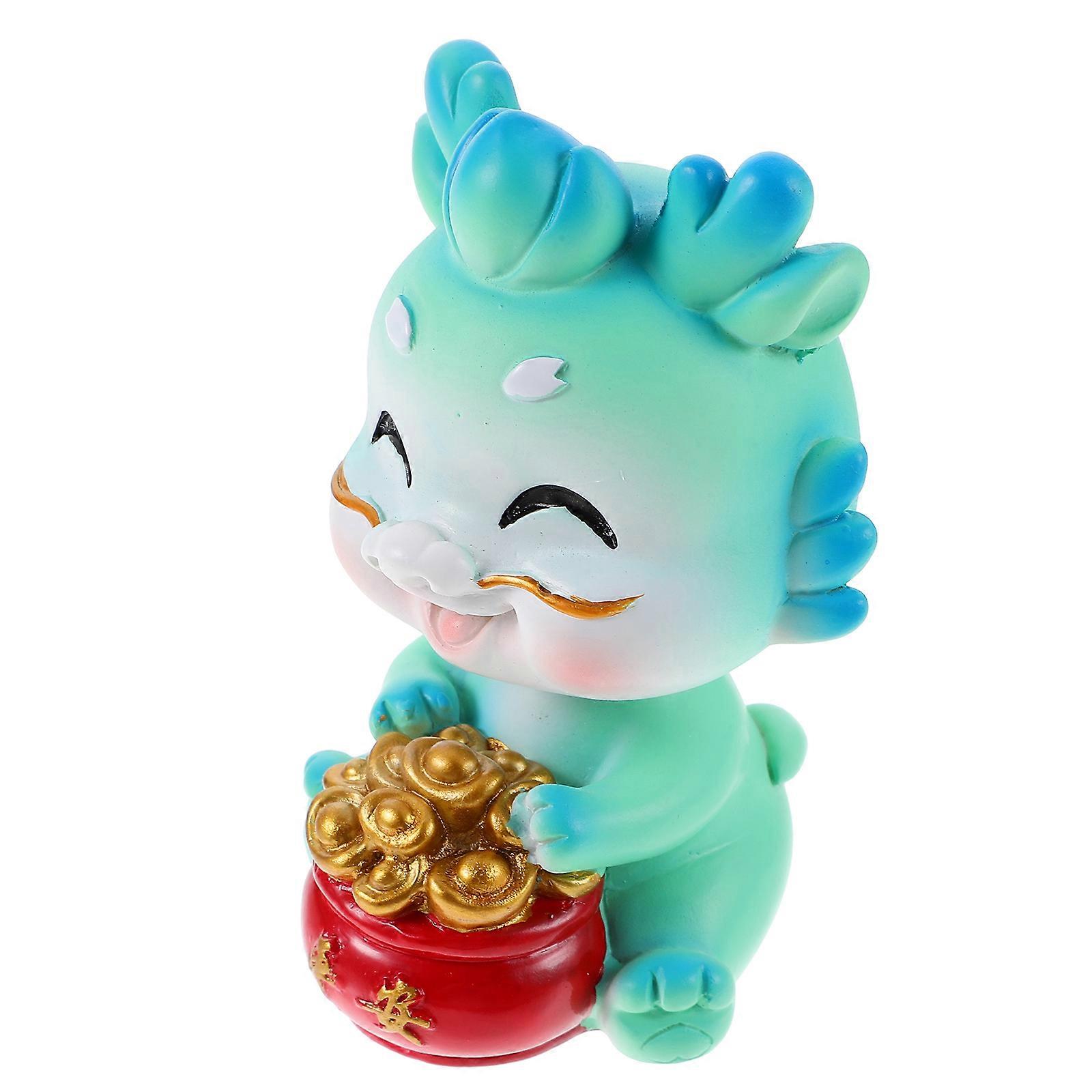 Dragon Figure Resin Statue Miniature Design For Table Decoration Blue 2.55X1.97X3.73in Micro Landscaping 1Set