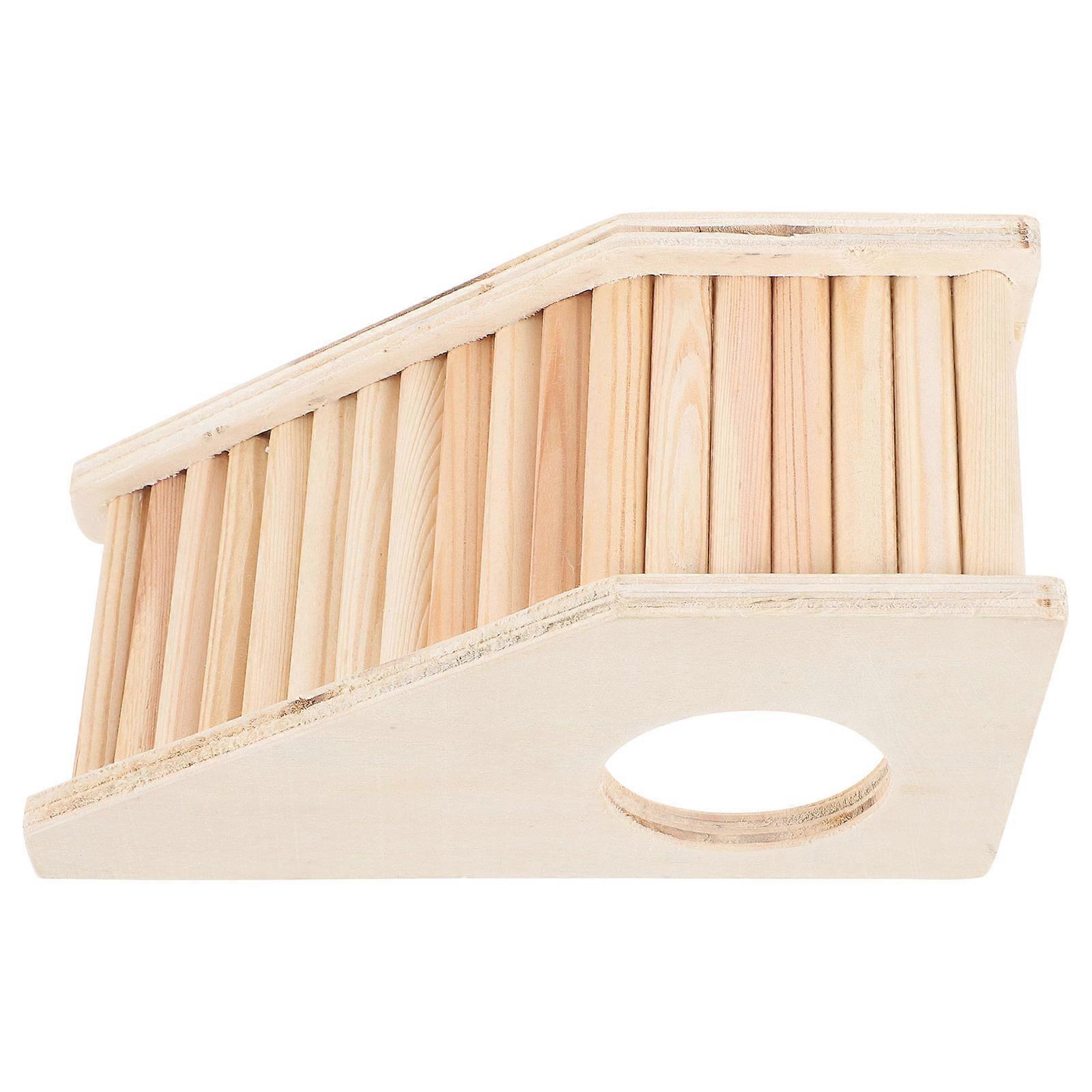 Squirrel House Hamster Climbing Nest Wooden Ladder House Hamster Gerbils Mice Multi Functional Design Beige 17x9cm Exercise 1Pcs