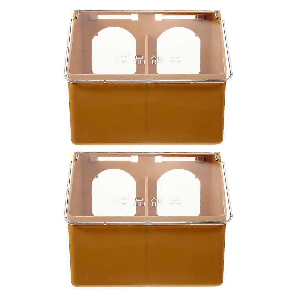 Hanging Pigeon Feeder 2-Compartment Design Home Breeding 17.00X14.00X10.00CM Feed Storage 2Pcs
