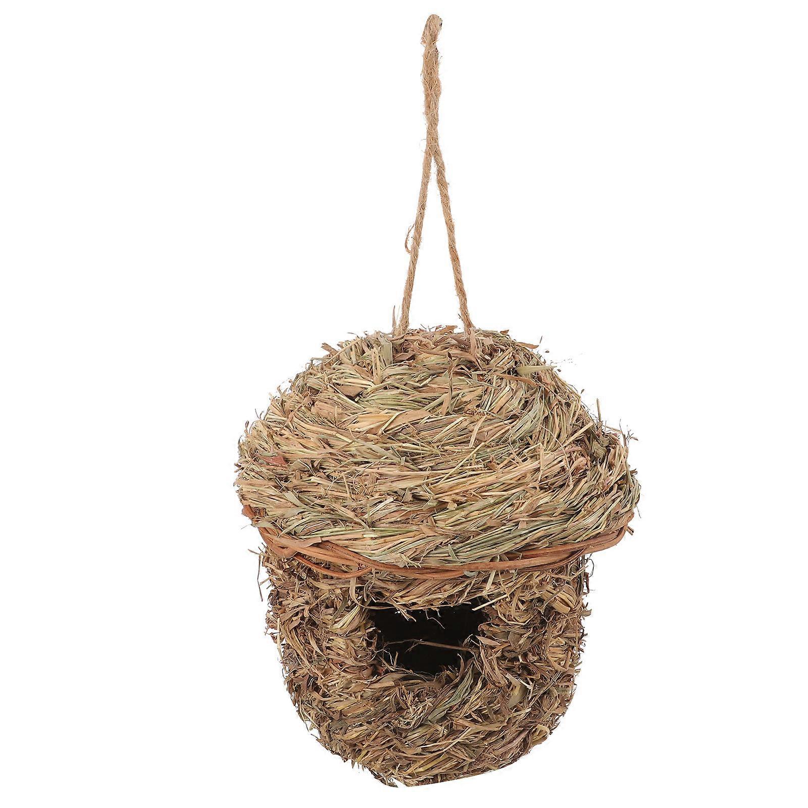 Hanging Bird Nest for Outside Handwoven Nesting Box Khaki 15.00X14.00X14.00CM Ventilation 1Set