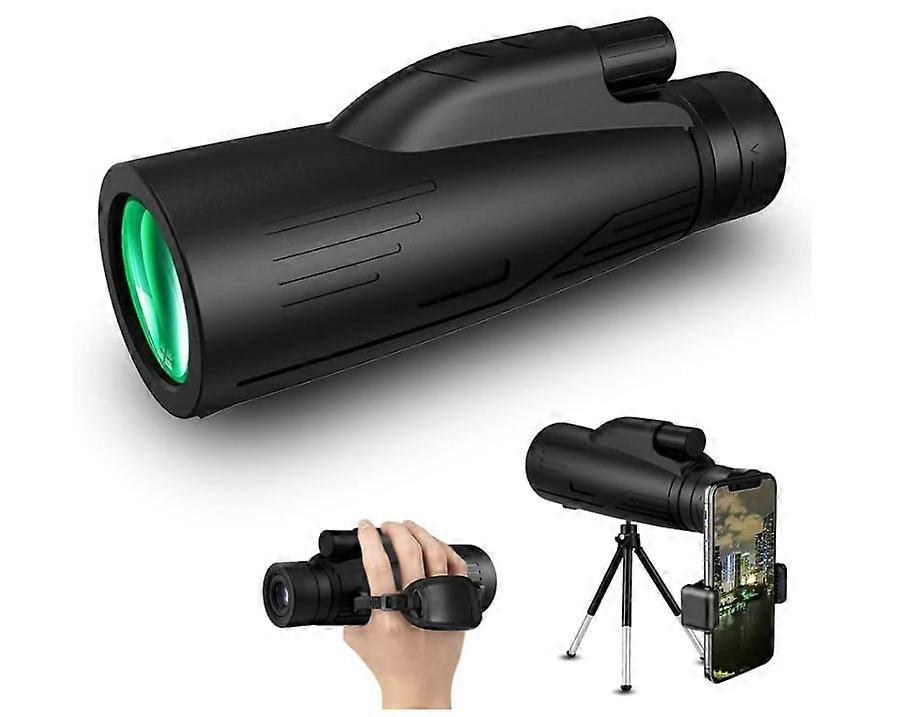 New 2023 12X50 Monoculars Telescope for Adults high Powered Monoculars with Smartphone Adapter & Metal Tripod BAK4 Prism Monocular(Black)