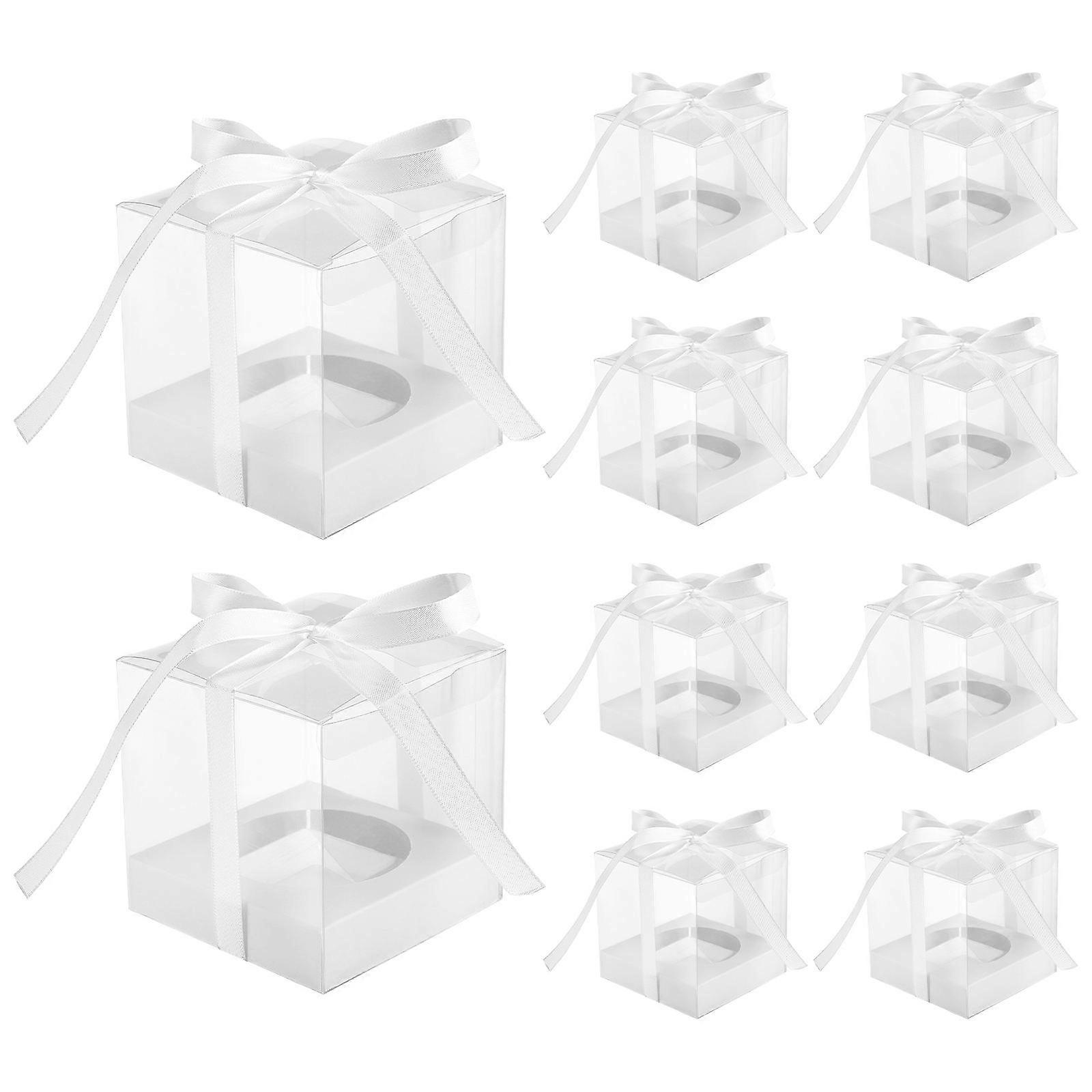 Party Cake Boxes Transparent Paper Box For Parties Square Packaging Storage 9.00X9.00X9.00cm 10Pcs