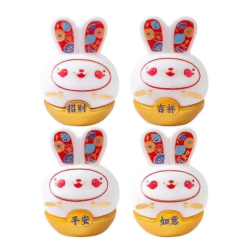 Rabbit Ingot Decors Scene Layout Resin Material Bunny Figurines 4Pcs