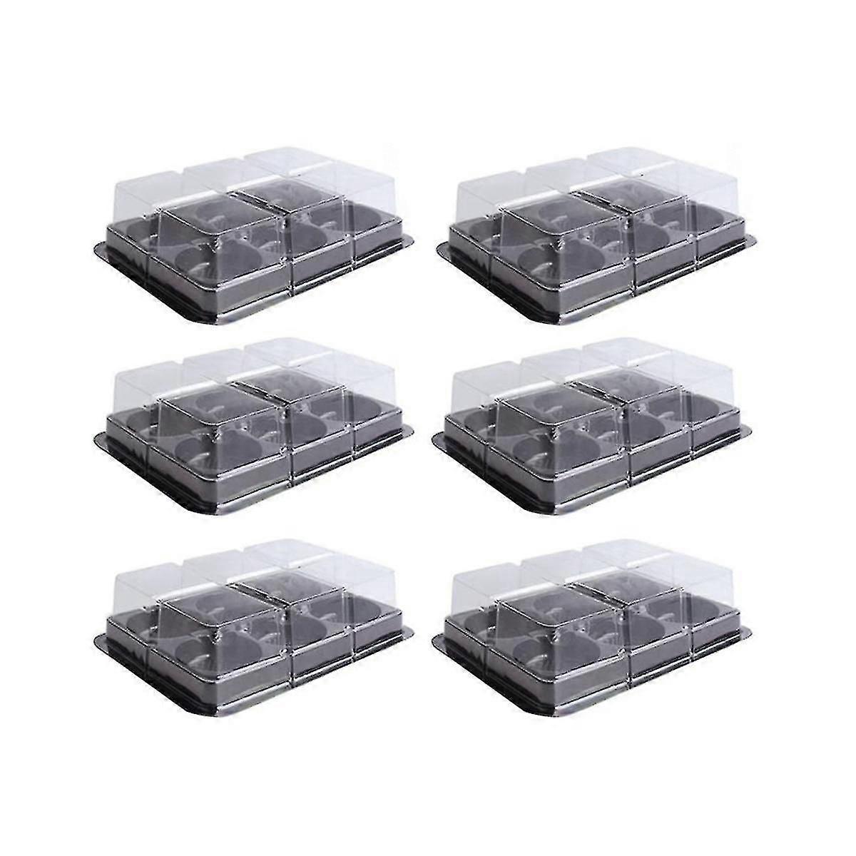 100pcs 6 Cavities Plastic Mooncake Tray Transparent Muffin Cupcake Mochi Container Cookie Carrier F