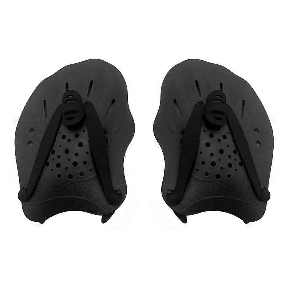 Swim Hand Paddles for Stroke Improvement and Strength Training, Black, Durable Foam Material, Adjustable Size