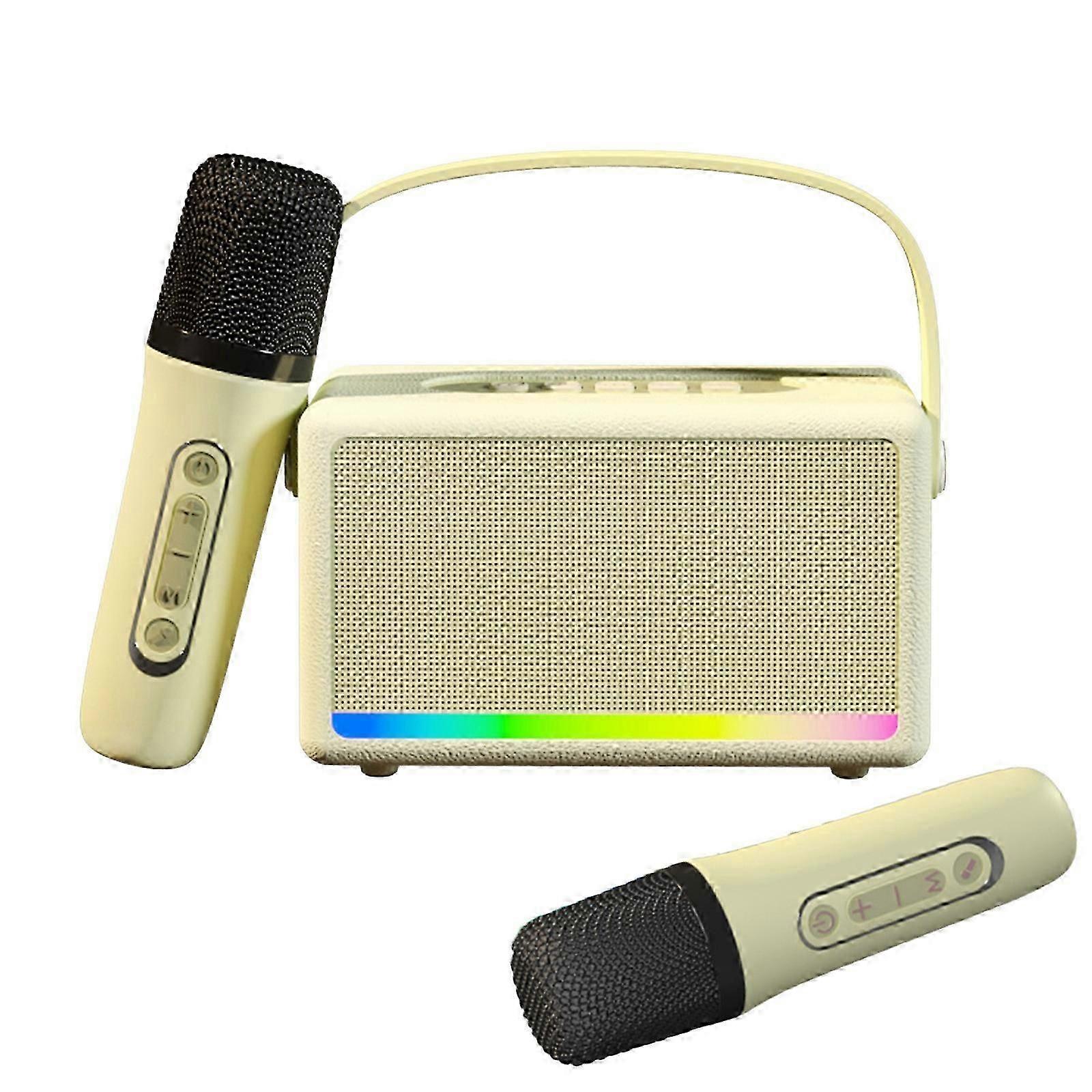 Portable Outdoor Karaoke Speaker Mini Wireless Microphone Home Sing Microphone Integrated Machine Bluetooth Speaker With Two Microphones