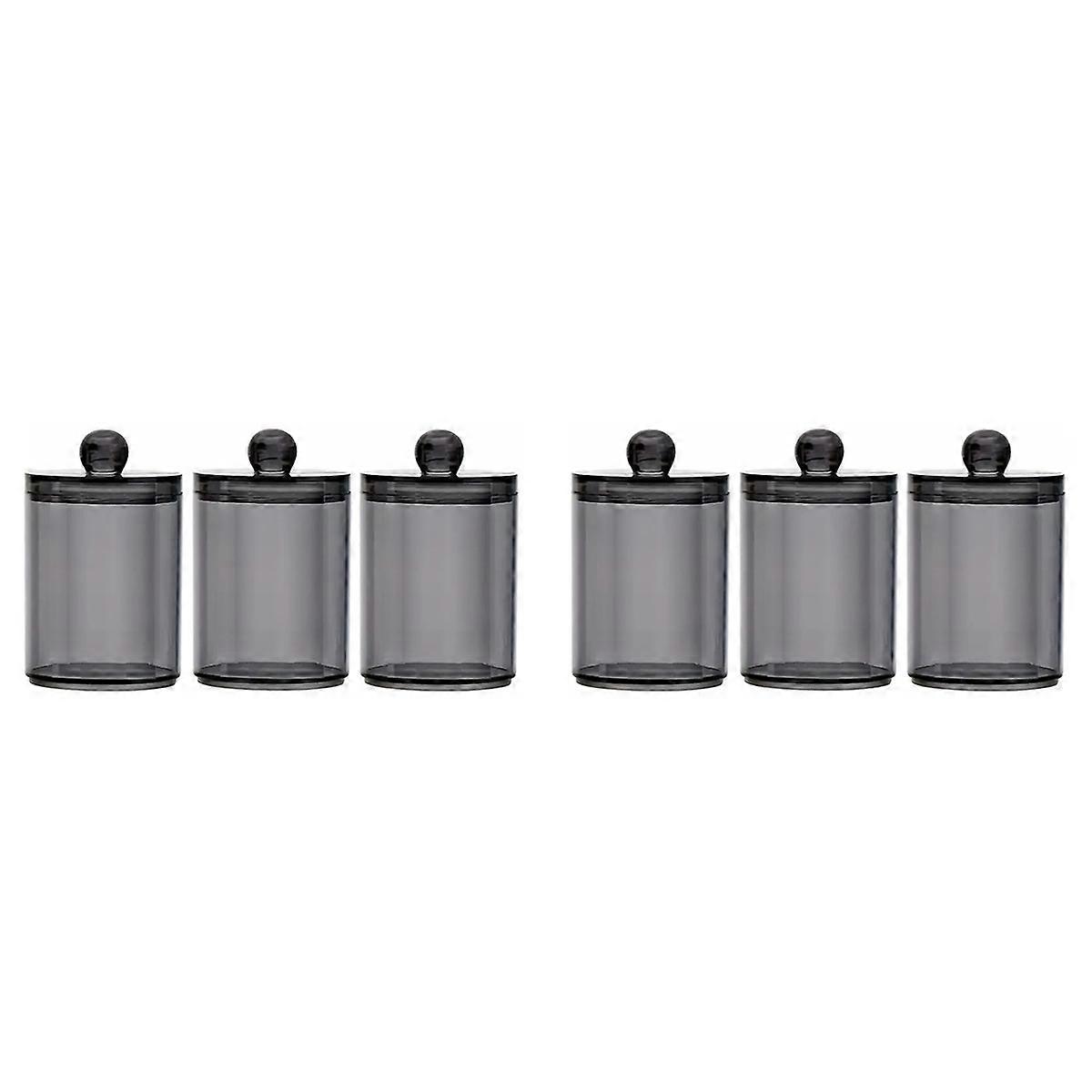 3 Pack Qtip Dispenser Jars Bathroom Jar Black Plastic Holder