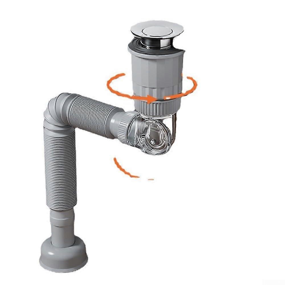 Flexible Drain Pipe Set for Washbasin with Advanced Deodorization and Smooth Water Flow (WhiteB) WhiteB