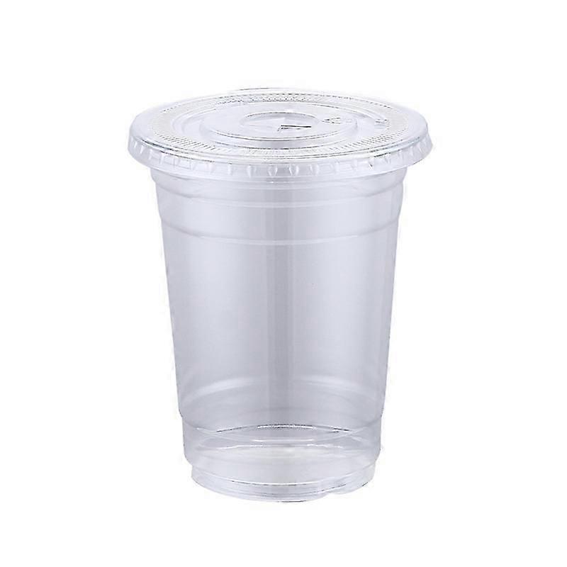 100pcs 360ml Clear Plastic Cups with Lids for Cold Drinks & Iced Beverages