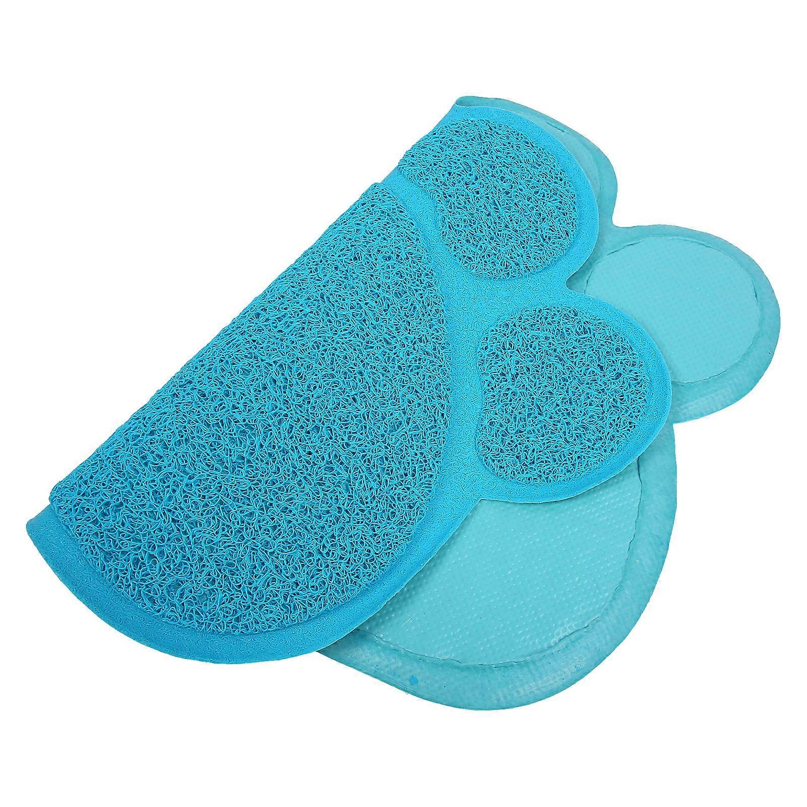 Litter Box Mat Prevent Slip Waterproof Soft Paw Shaped PVC Cat Litter Box Pad for Indoor Floor Blue 
