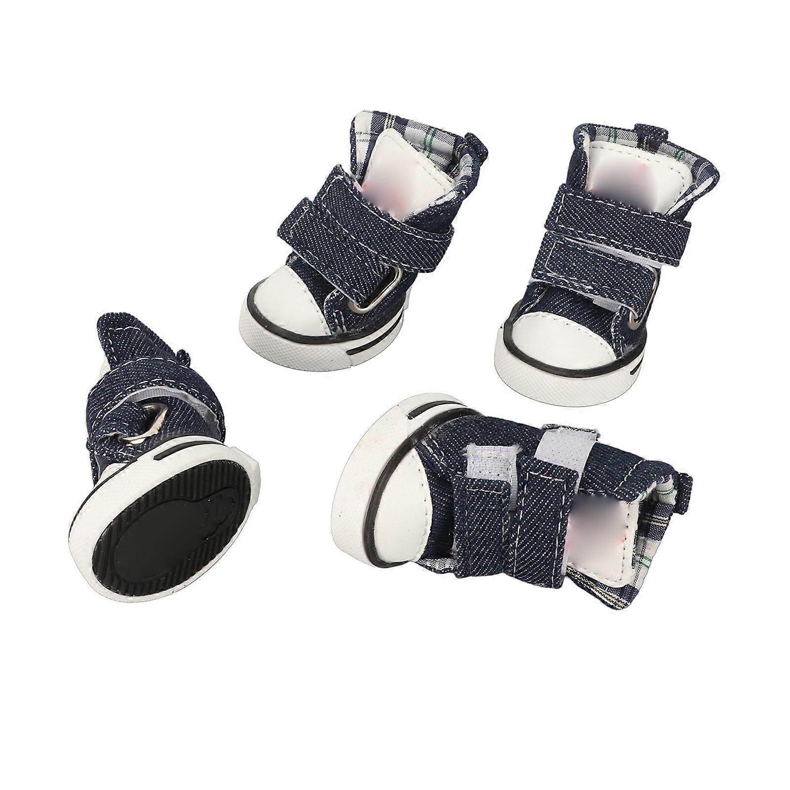 4pcs Canvas Puppy Shoes Stylish Cute Slip Resistance Breathable Comfortable Pet Paw Protector for Small Dogs Pets 2#