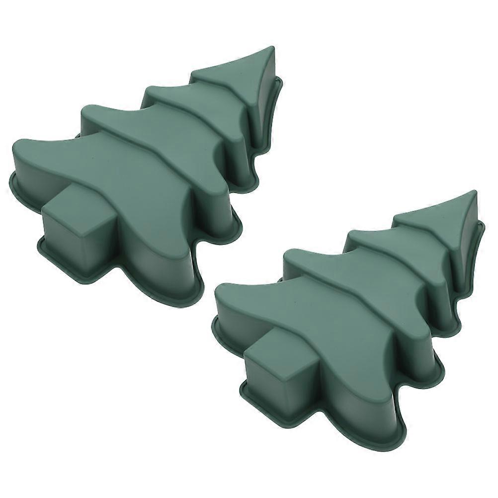 Silicone Holiday Molds Christmas Tree Shaped For Friends Green 10.61X8.17X1.93in Diy 2Pcs