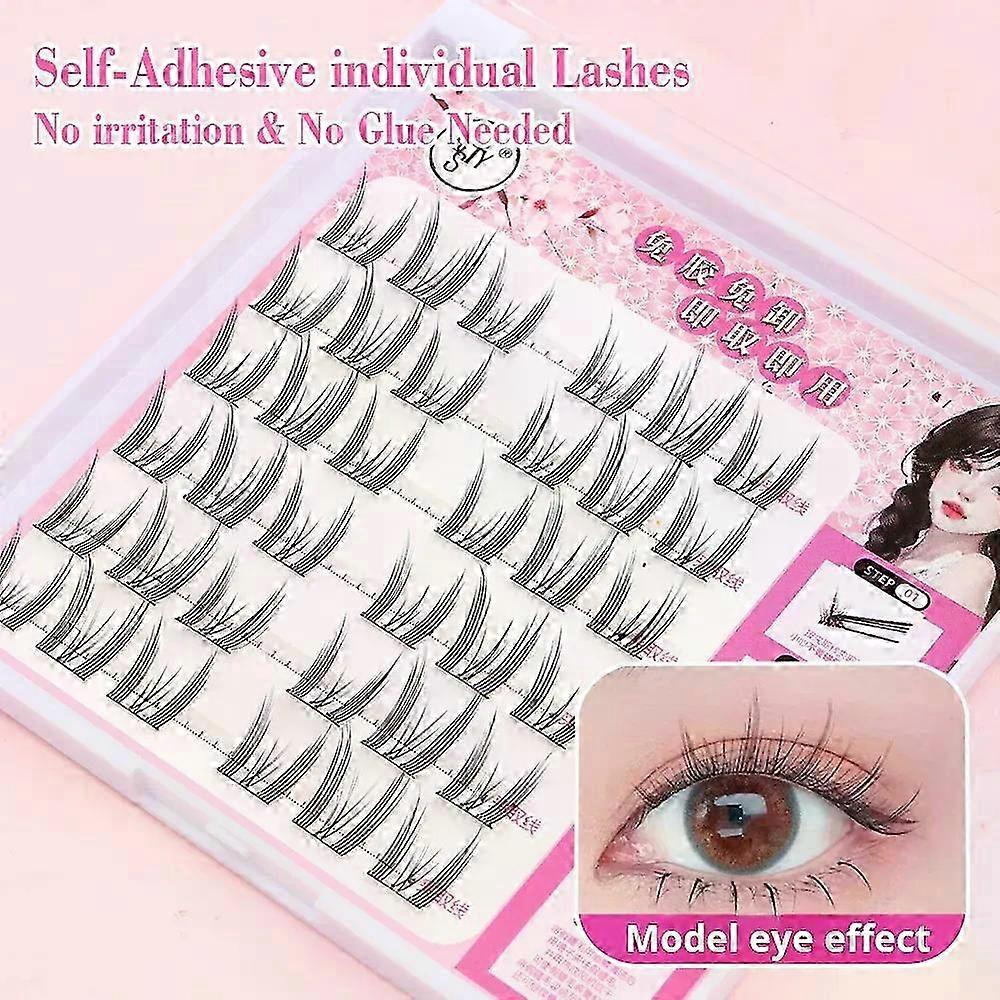 Cute Sweet Pre-Bond Technology Press-On Lashes Glueless DIY Eyelash Self-Adhesive Realistic Reusable Lashes