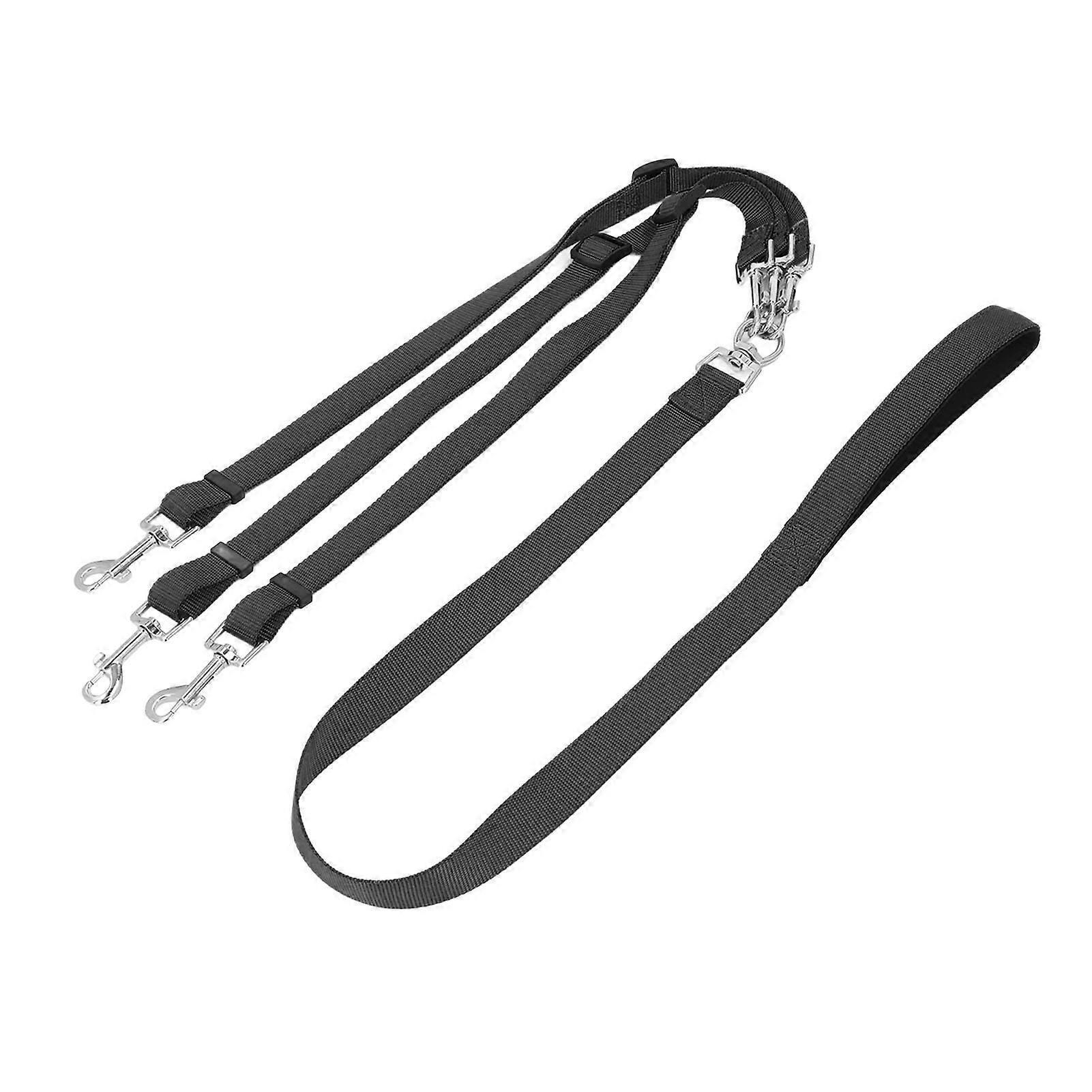 3 Way Dog Leash Multipurpose Thickened Nylon Detachable Adjustable Nylon Dog Coupler Leash with Padded Handle for Walking Training Black