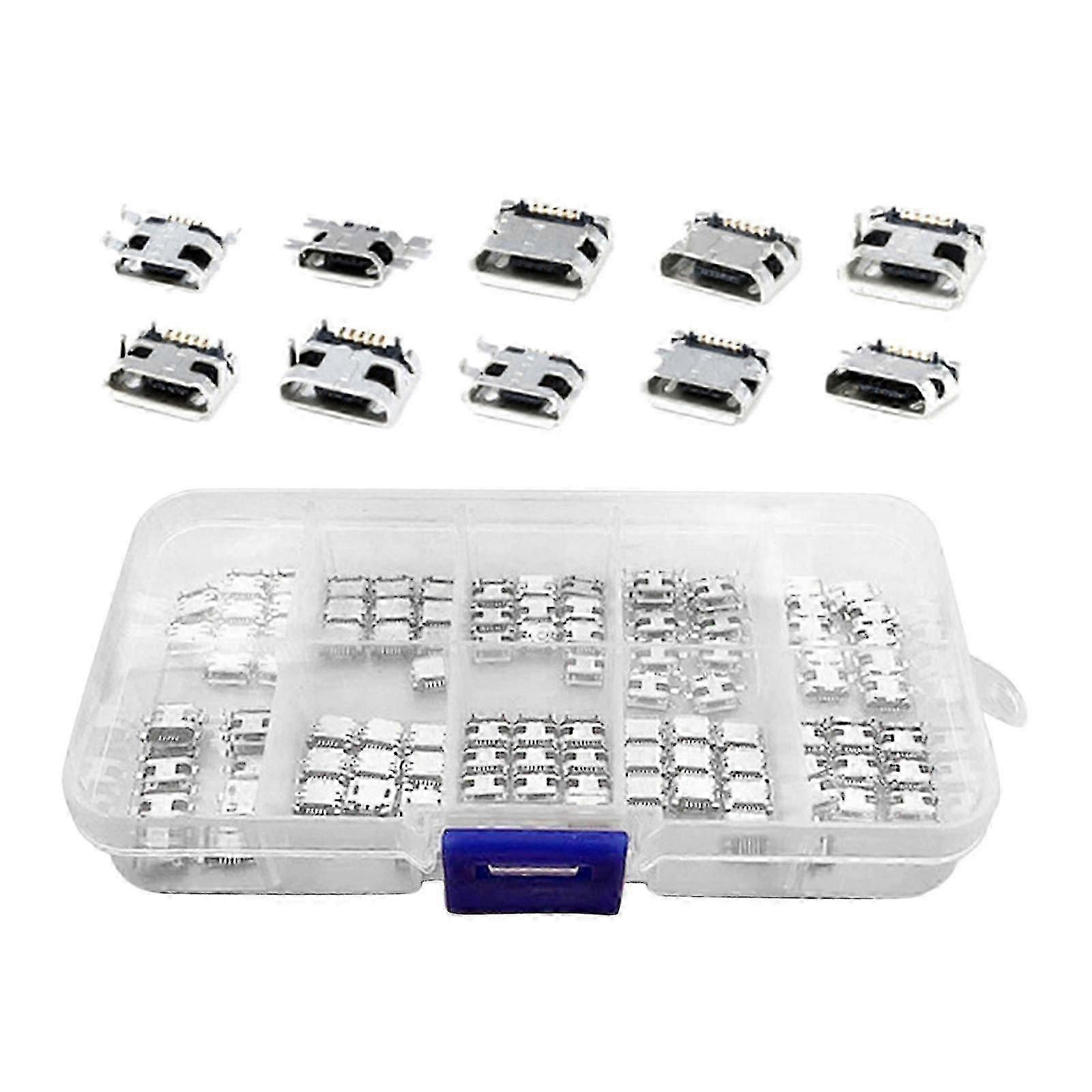 240pcs Micro USB Type B Female 5Pin Socket Connector Data Sync Soldering10 models each 5pcs with box SZRH A-B