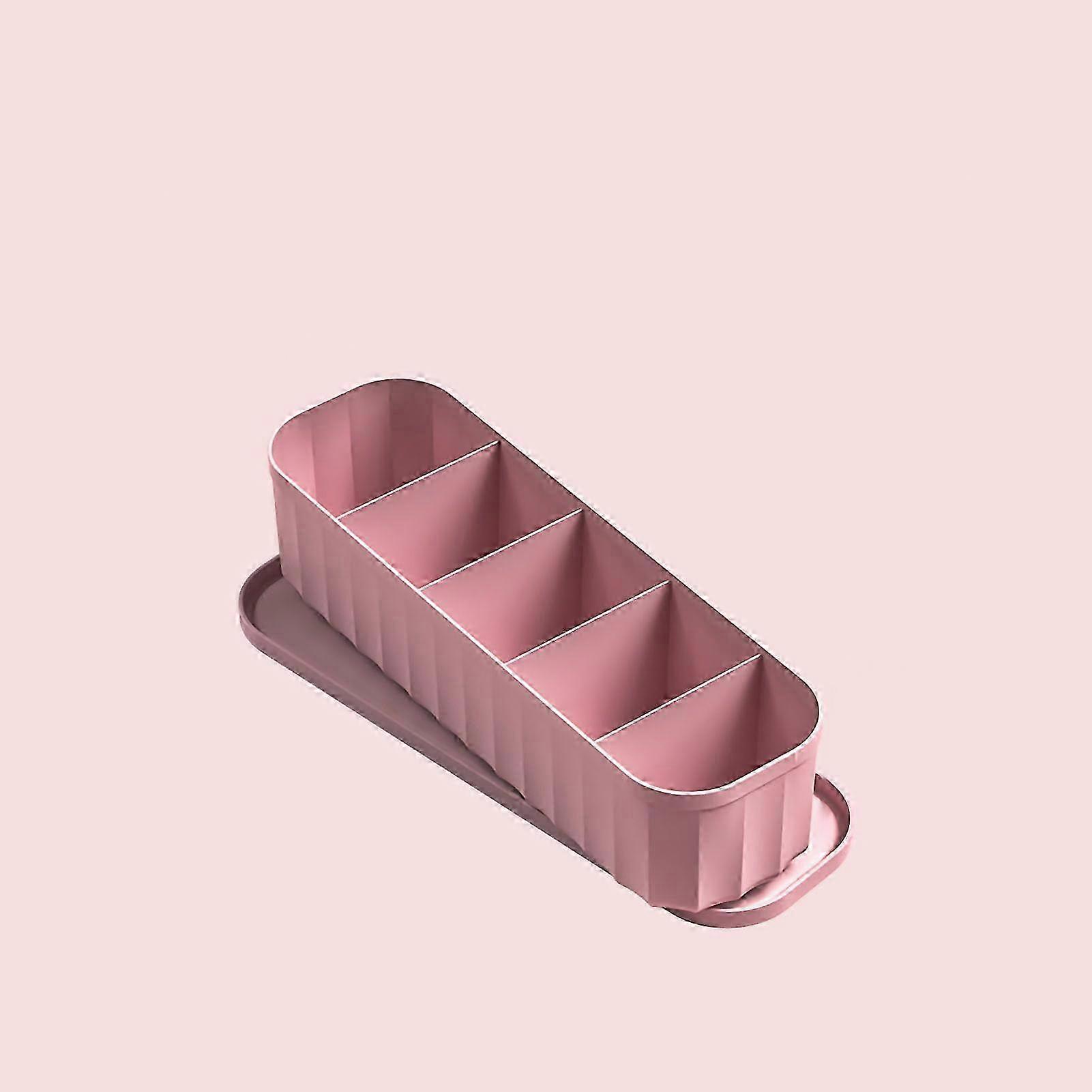 Household Drawer Type Socks Storage Box 3 In 1 Large Capacity PP Holder Pink (5 Grid)