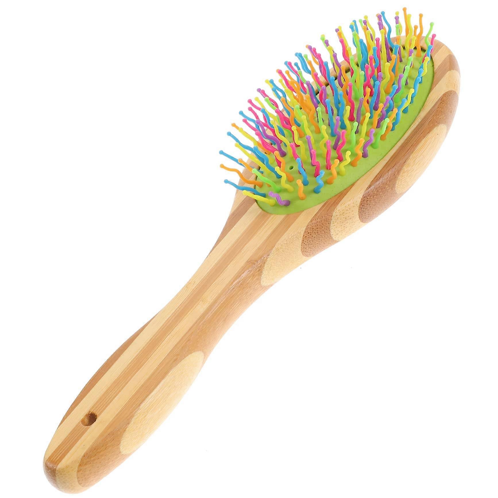 Colorful Rainbow Comb for Pet Grooming, Dog Hair Comb with Wave Bend, Safe and Practical Wooden Handle for Puppies