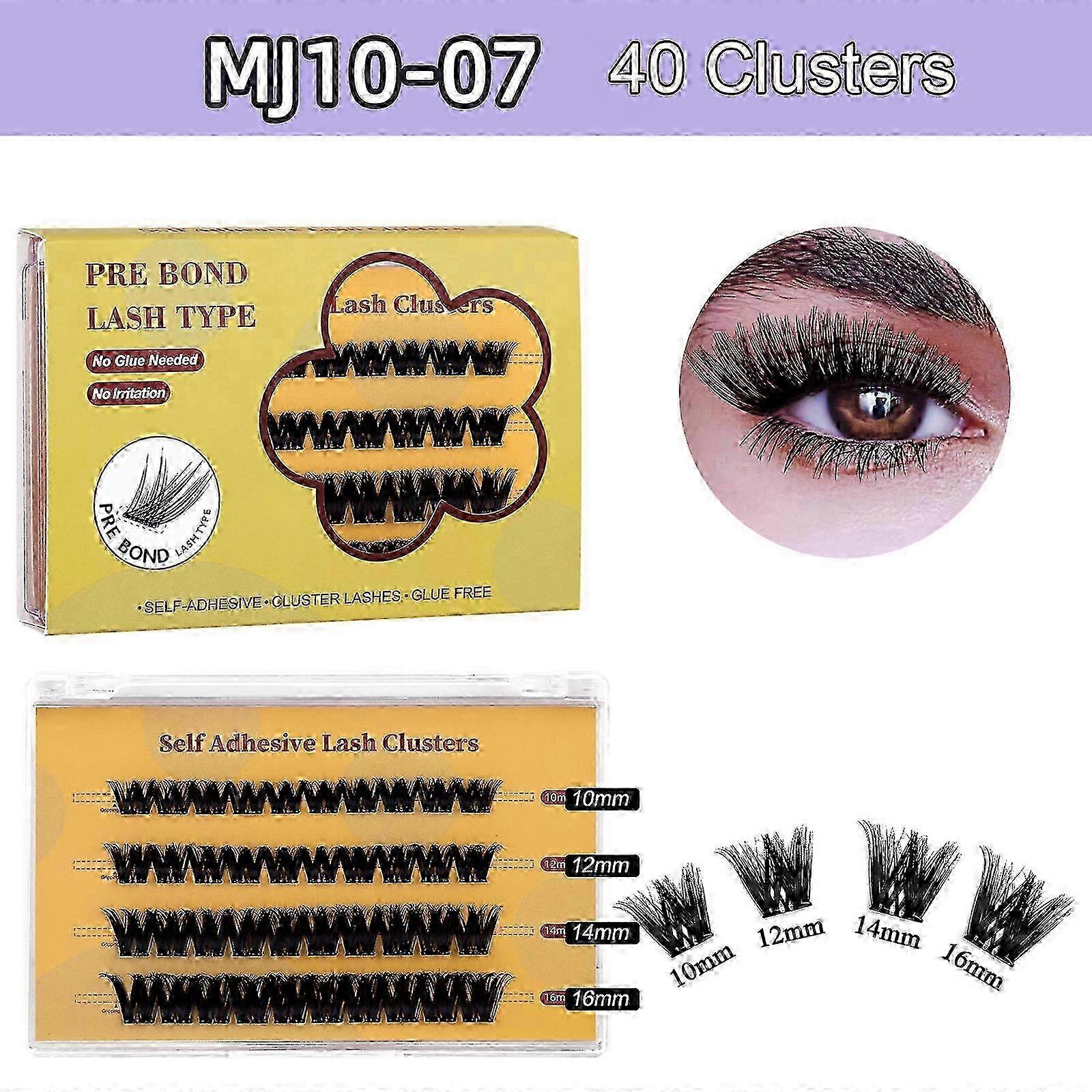 Segmented False Eyelashes Set Individual Lash Clusters Kit Glue-Free Pre Bond Self-adhesive Natural-Looking Eyelash Extension Kit