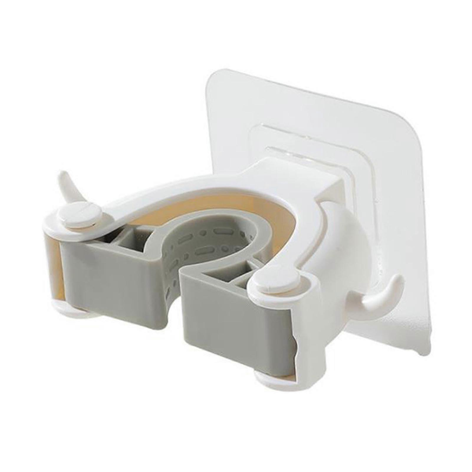 Mop And Broom Holder Wall-Mounted Mop-Broom Organizer With Adhesive Multi-Function Water-Resistant Tools (White)