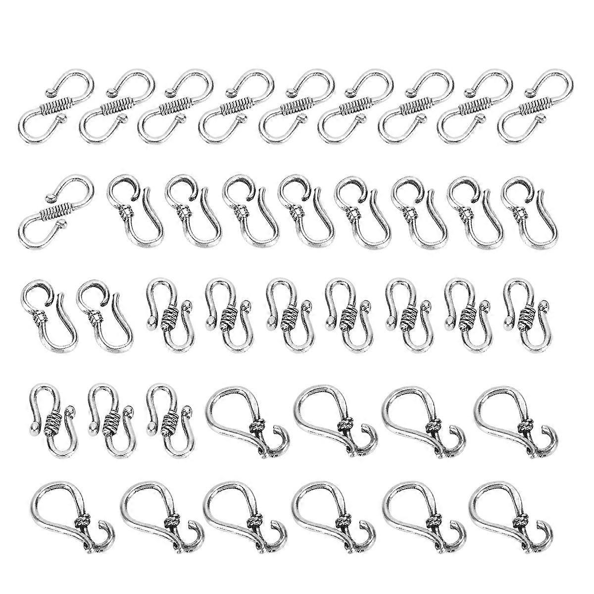 40pcs Tibetan Silver Alloy Clasp S Hook Toggle Clasps End Clasps for Jewelry