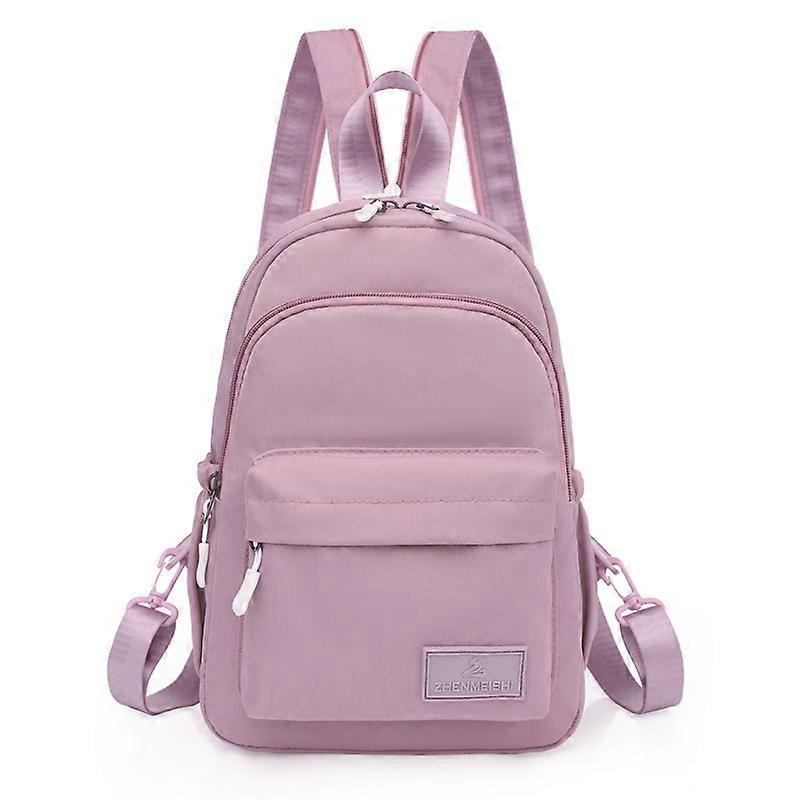 1pc Classic Solid Color Waterproof School Teen Backpack Nylon Cloth Backpack (Purple)